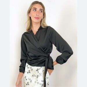 NWT UDEL Size S Satin Wrap Top